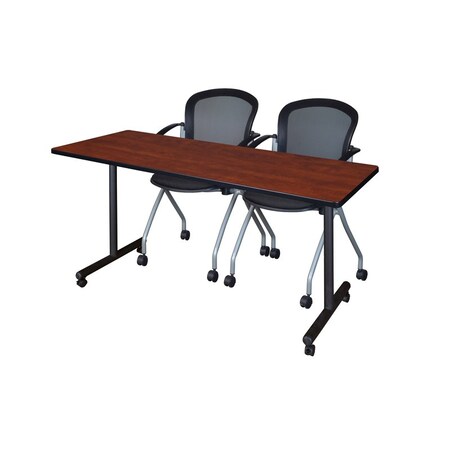 Regency Regency Kobe 72 x 24 in. Mobile T-Base Training Table- Cherry, 2 Cadence Nesting Chairs MKTRCC7224CH23BK